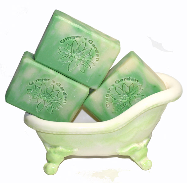 Green Tea Handmade Soap with Cream Swirls
